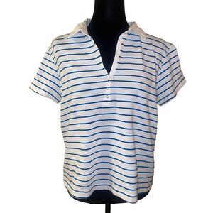 Chico's White and Blue Striped Blouse